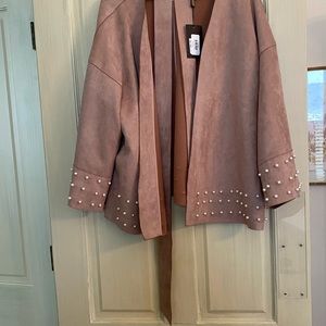 Faux sued jacket with Peale like accents and detachable belt